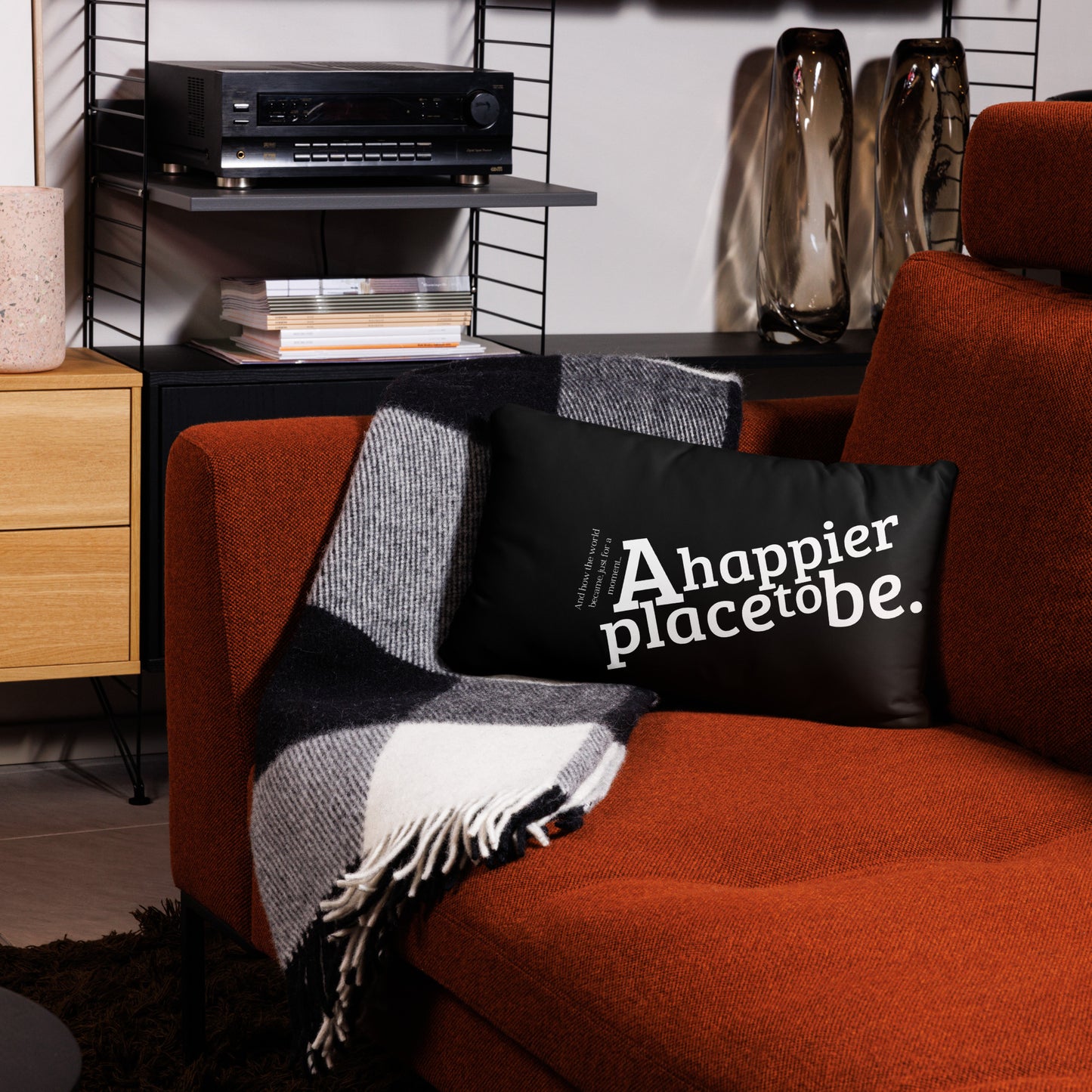 "A happier place to be" 20"x12" Throw Pillow