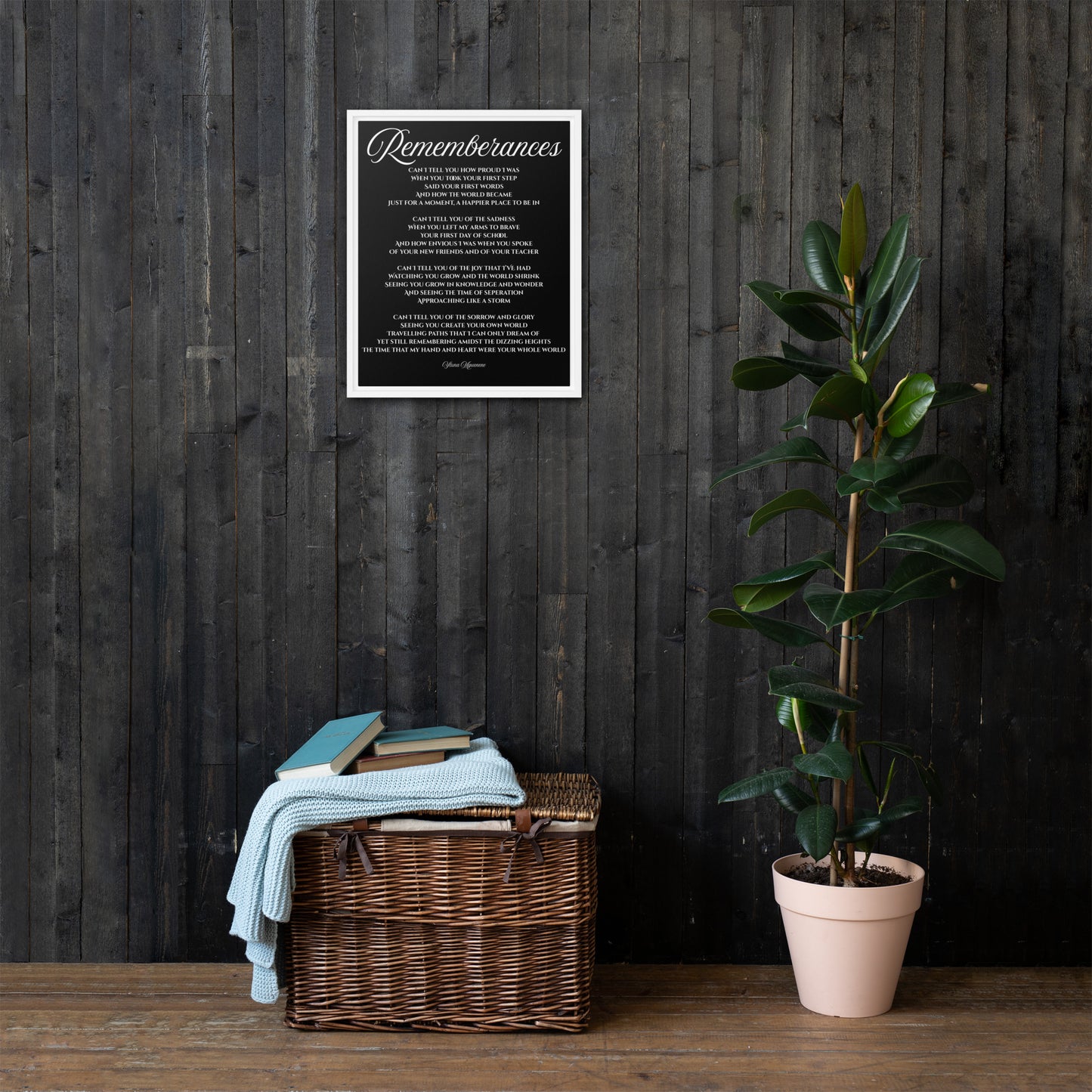 "Rememberance" Full Poem Framed Canvas