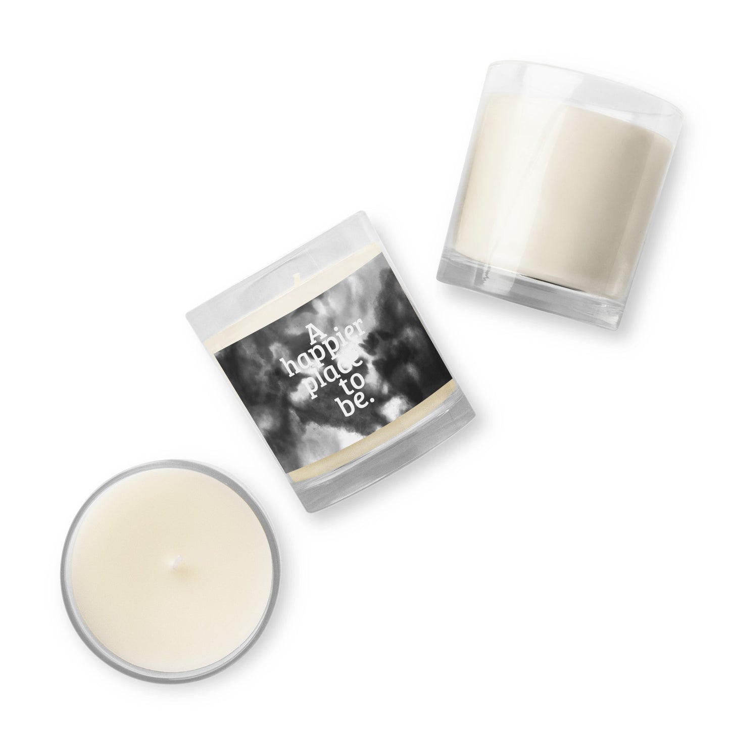 "A happier place to be" Glass Jar Soy Wax Candle - Unscented